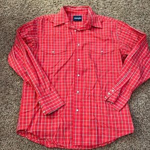 Men’s large Wrangler western pearl snap button down shirt